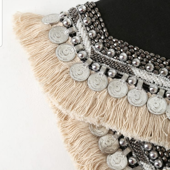 BOHO COLLECTION cross body silver coin clutch - Picture 4 of 9